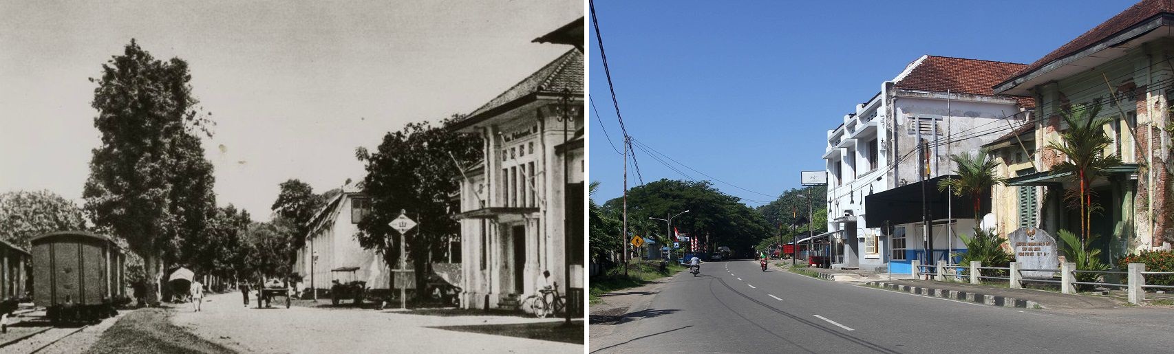 Foto Tepi Batang Arau, Pondok Padang, sekitar tahun 1930-1931 dan tahun 2020
