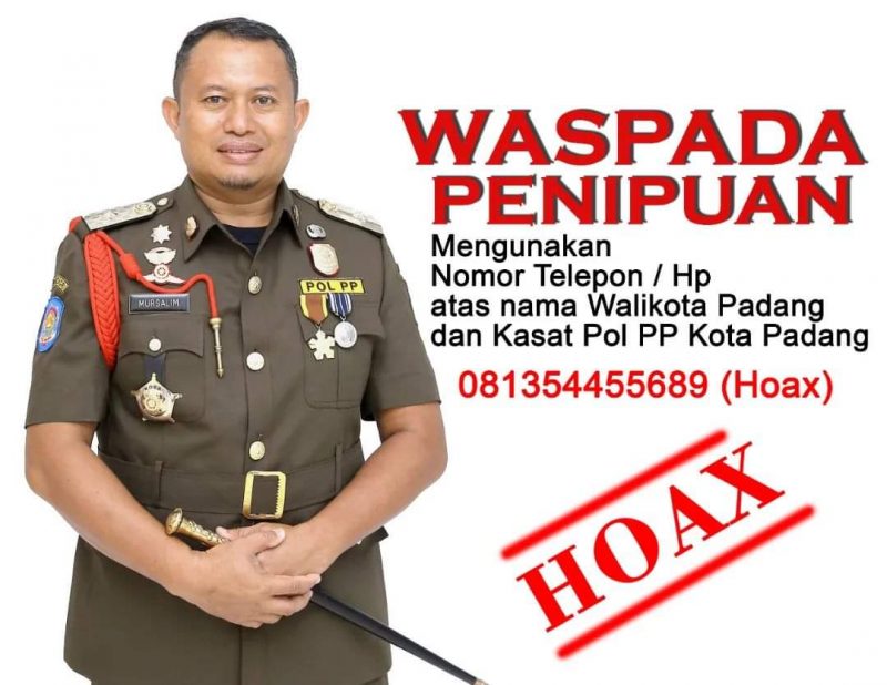 Waspada Penipuan Catut Nama Wali Kota Padang Dan Kasat Pol Pp Begini