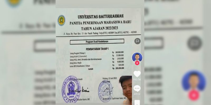 Biaya Masuk Kuliah Kedokteran Kampus Swasta di Padang Rp205 Juta, Netizen: Bisa Bangun Rumah 2 Tingkat