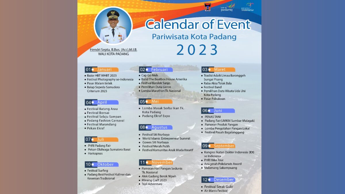 Catat ya, Ini Dia Kalender Wisata kota Padang 2023