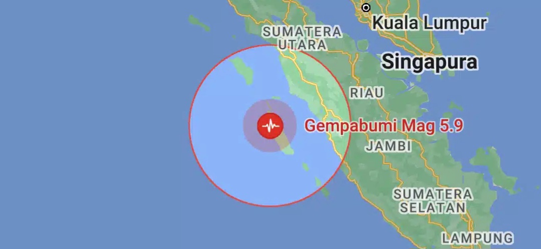 Gempa Magnitudo 5.9 dan 6.1 Guncang Kepulauan Mentawai Sejak Malam 