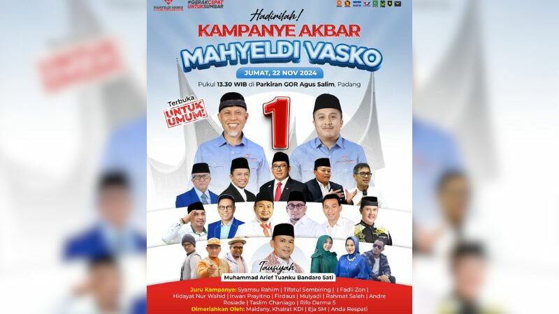 Kampanye Akbar dan Tausiah Mahyeldi-Vasko Hadirkan Jurkam Menteri hingga Eks Gubernur